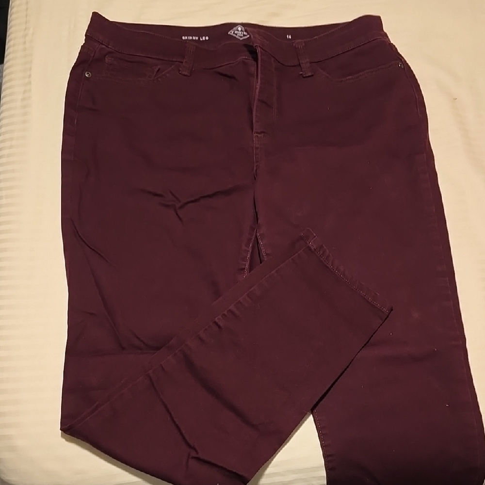 Burgandy Skinny Jeans with Soft Fabric